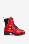 Lakierowane Botki Workery Na Zamek Ocieplane Czerwone Ravanthia