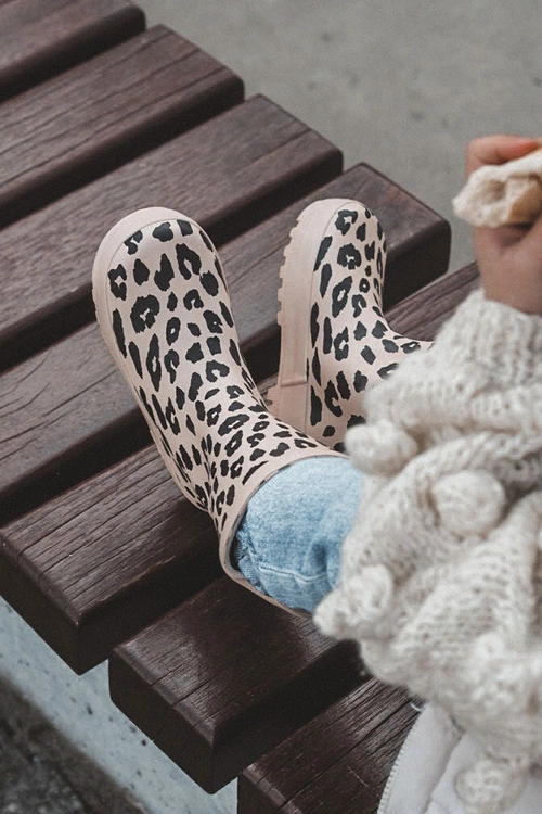 Dziecięce Kalosze W Panterkę Beżowe Nanny