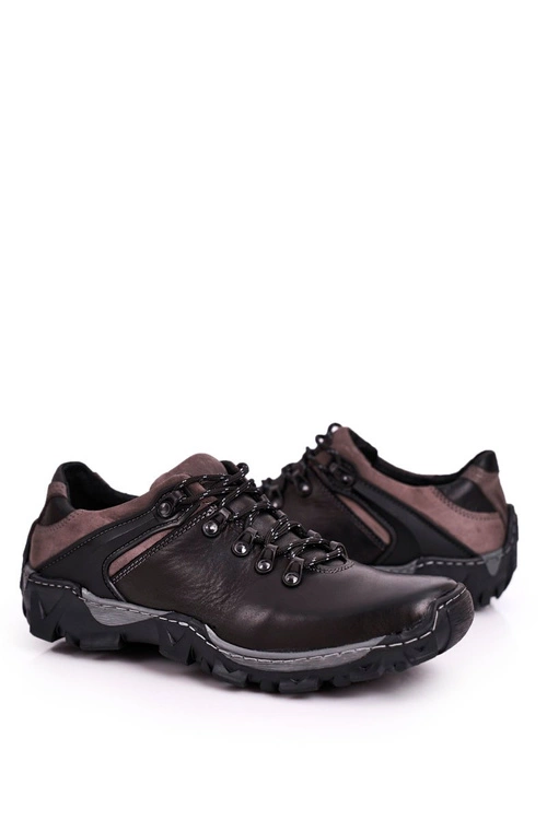 Męskie Skórzane Półbuty Trekkingowe BEDNAREK Czarne