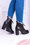 Lu Boo Czarne Botki na Słupku Cyrkonie Halsey