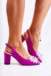 Zamszowe Modne Czółenka Sandały Z Ozdobą Fuksja Meriss