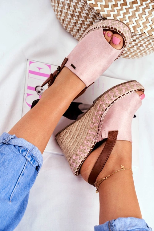 Sandały Damskie Na Koturnie Big Star Różowe FF274984