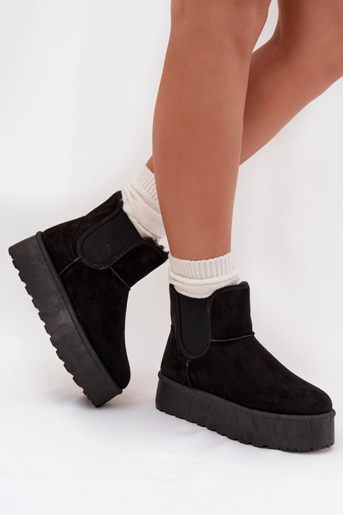 Damskie Śniegowce Z Elastyczną Wstawką Czarne Kiora