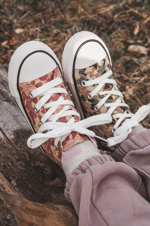 Dziecięce Wysokie Trampki Na Suwak Beżowo-Zielone Filemon