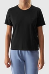 Gładki T-Shirt Damski Regular 4F 4FWAW24TTSHF1650-20S Czarny