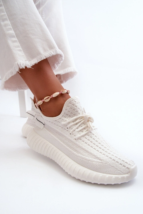 Materiałowe Wsuwane Buty Sportowe Damskie Białe Nelmarie