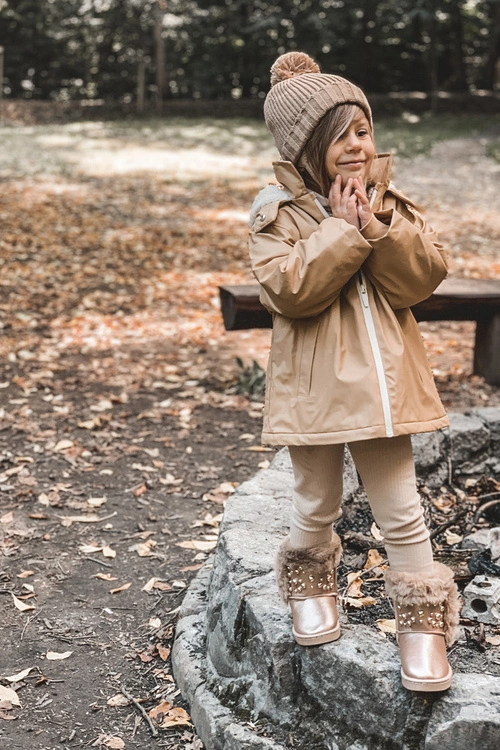 Dziecięce Śniegowce Ocieplane Futerkiem Różowe Złoto Bonni