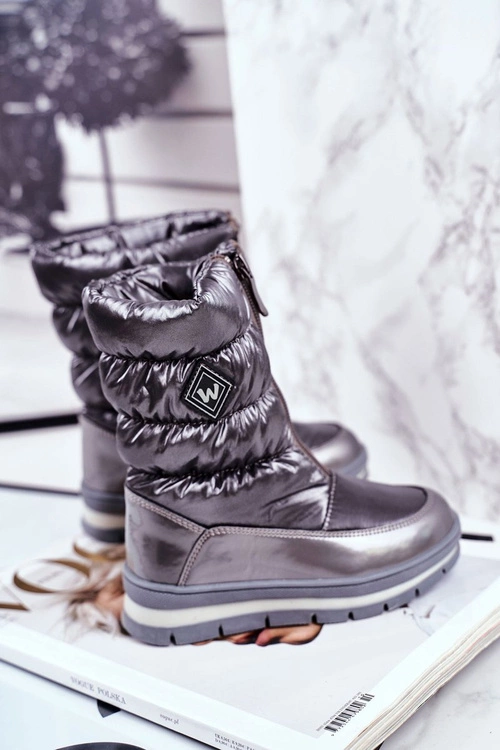 Dziecięce Śniegowce Ocieplane Wełną Ciemno Szare Mumm