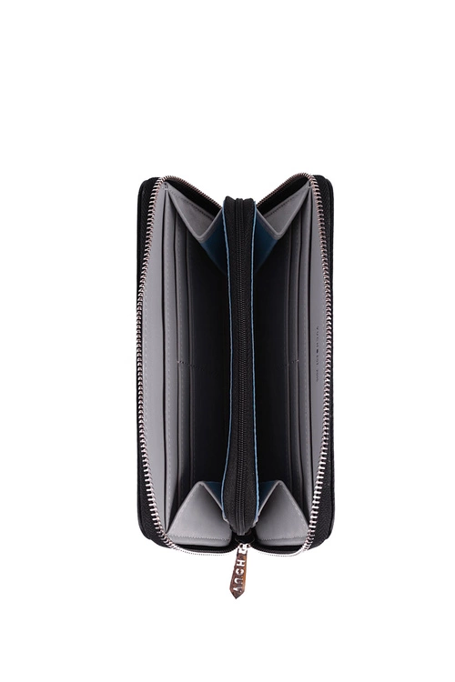 Skórzany Portfel Na Suwak Czarny Mille