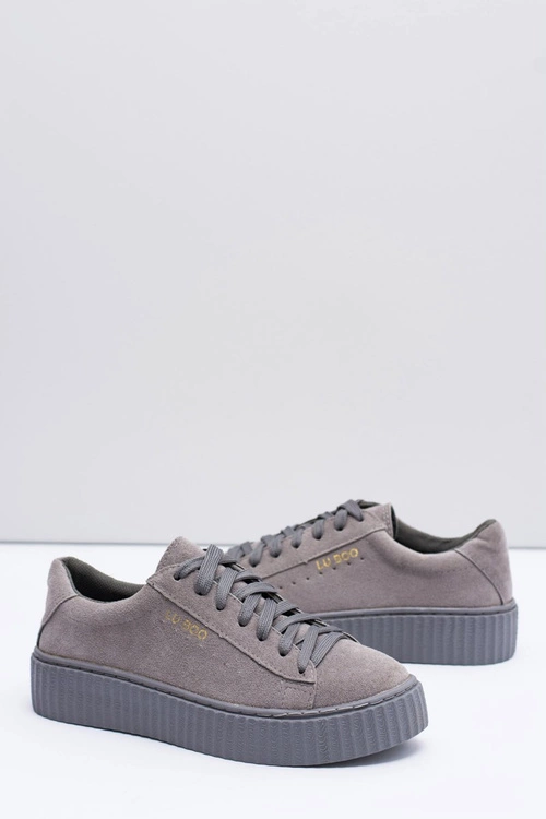 Lu Boo | Szare Zamszowe Creepersy Platformy Jagger