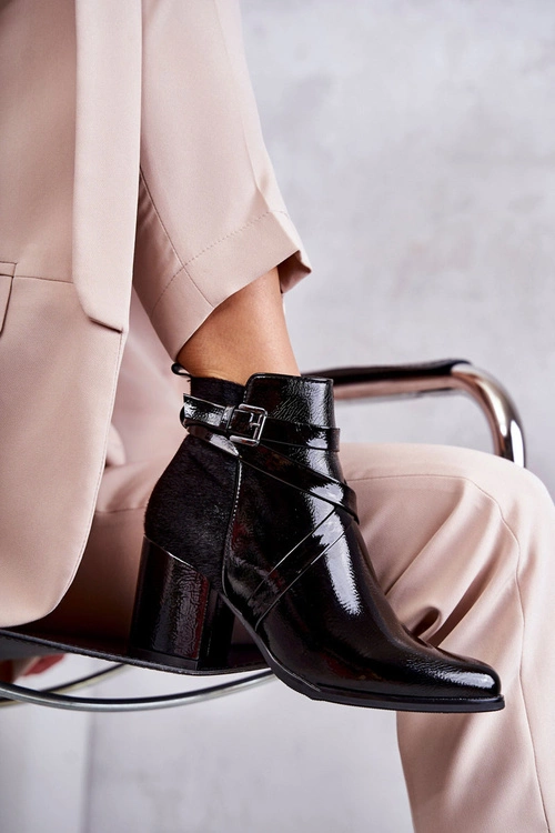 Modne Lakierowane Botki La.Fi 260037B-LA Czarne