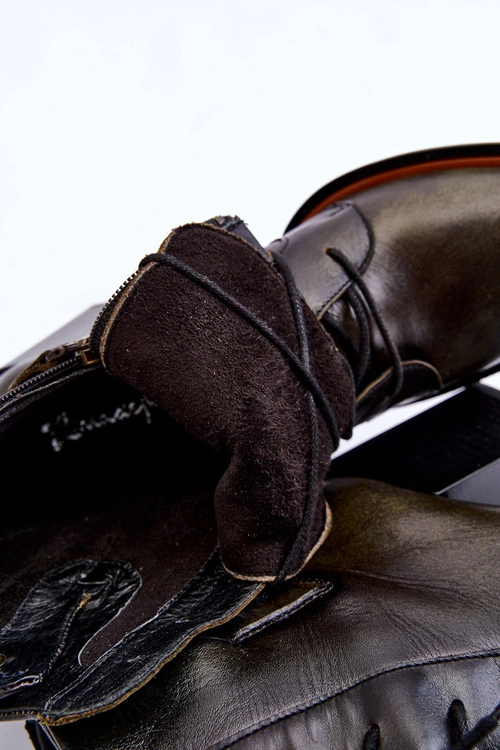 Klasyczne Skórzane Botki Sznurowane Maciejka 05667-09 Zielone