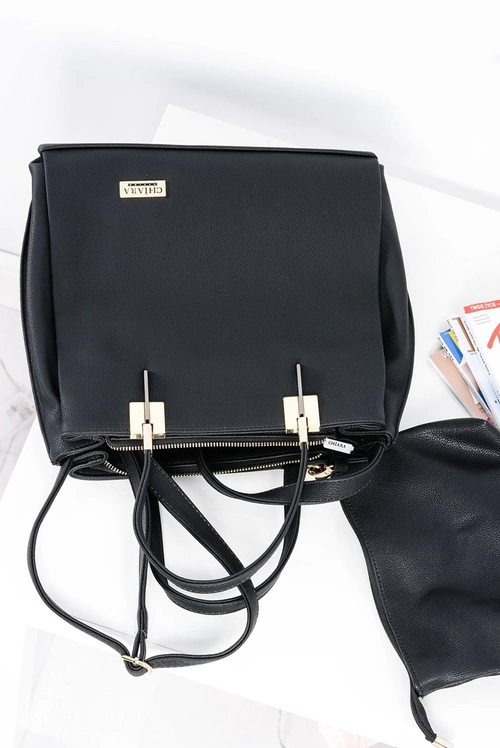 Duża Czarna Torba Damska + Saszetka + Lustereczko POLSKA