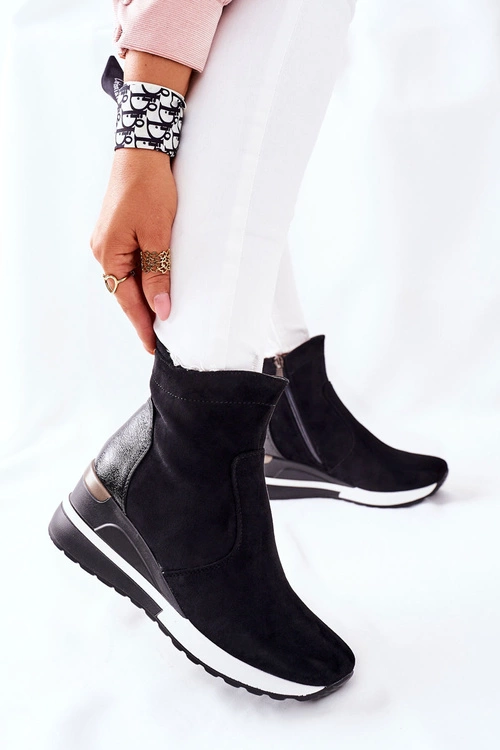 Botki Damskie na Koturnie Czarne Greenfort