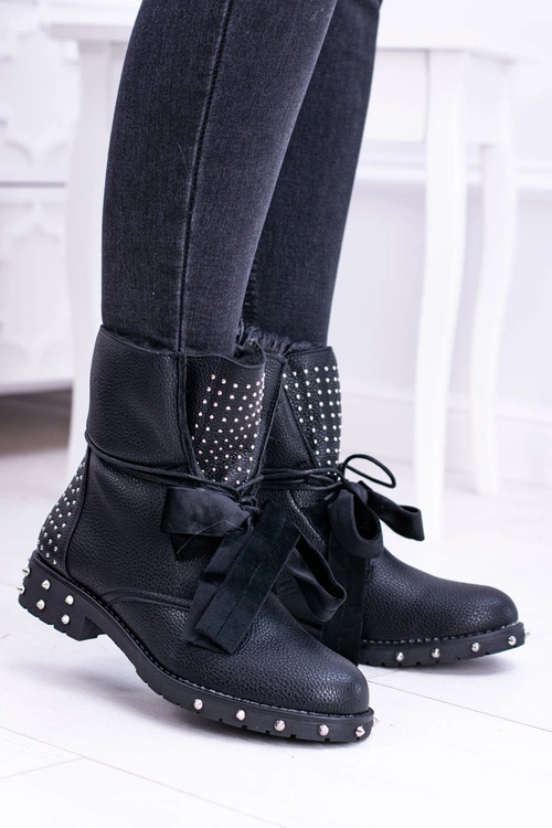 Damskie Botki Ocieplane Z Kolcami i Dżetami Neso