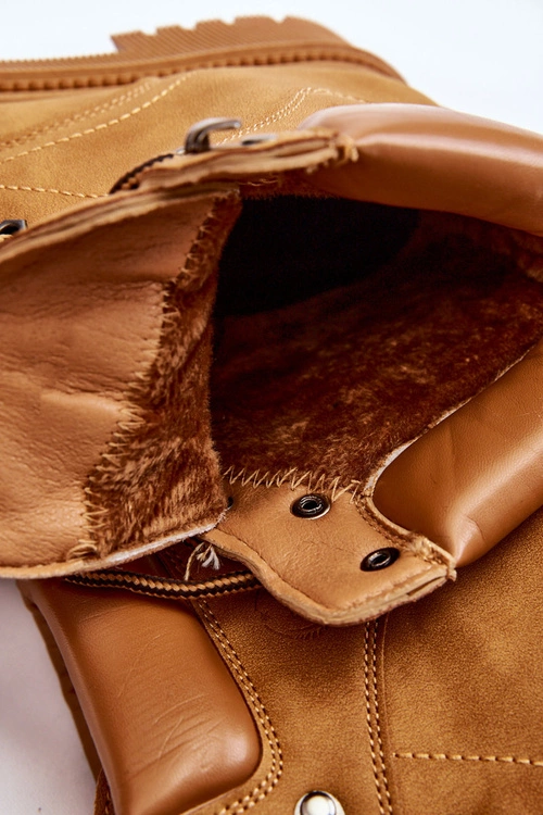 Damskie Ocieplane Botki Trapery Sznurowane Camel Halfway