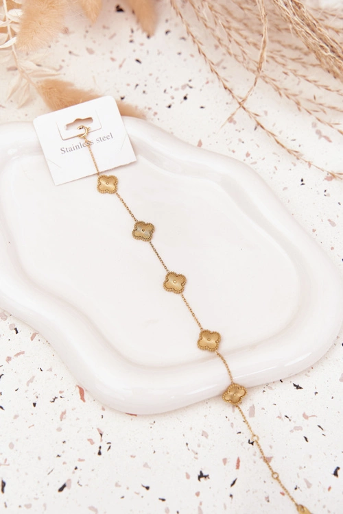 Bransoletka Ze Stali Nierdzewnej Z Kwiatuszkami Złota