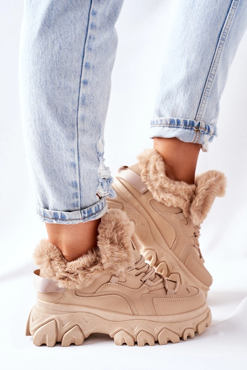 Damskie Ocieplane Trapery Beżowe Limerick