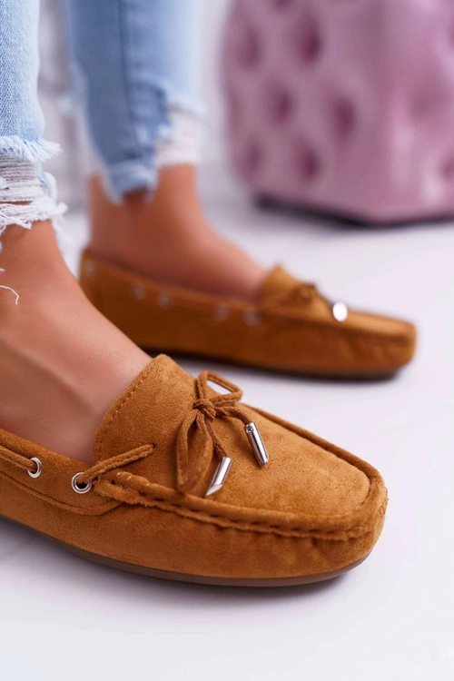 Mokasyny Damskie Wygodne Eko-zamsz Camel Memfi