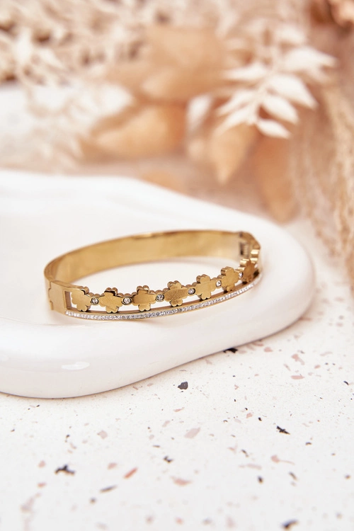 Bransoletka Ze Stali Nierdzewnej Ozdobiona Cyrkoniami Złota