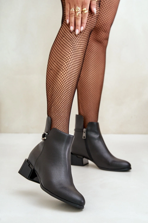 Ocieplane Botki Damskie Na Obcasie Zapinane Na Zamek Czarne Vinceza 66724