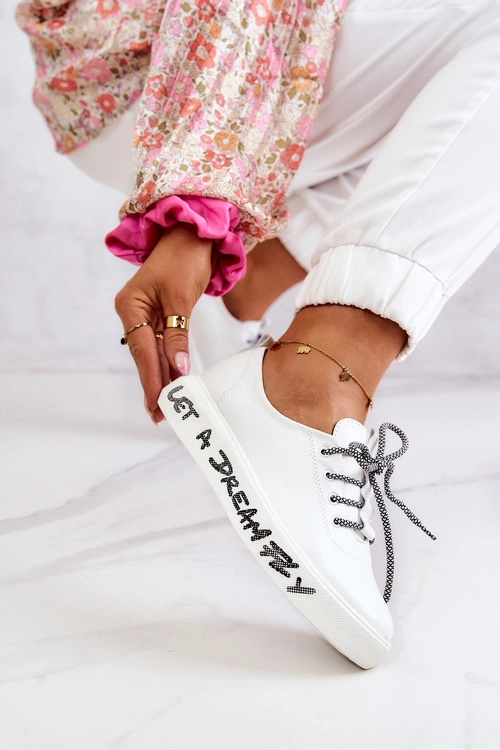 Damskie Skórzane Tenisówki Na Platformie Białe Marien