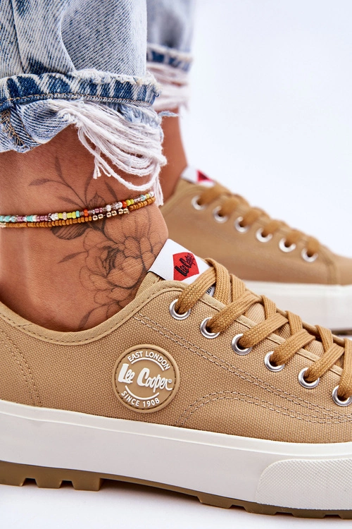 Niskie Damskie Trampki Na Platformie Lee Cooper LCW-23-44-1655L Beżowe