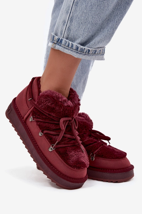 Niskie Śniegowce Na Platformie Z Futerkiem D.Franklin DFSH370011 Bordowe