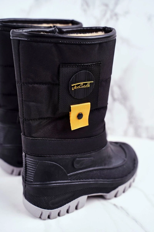 Dziecięce Śniegowce Ocieplone Futerkiem Czarne Rubbi