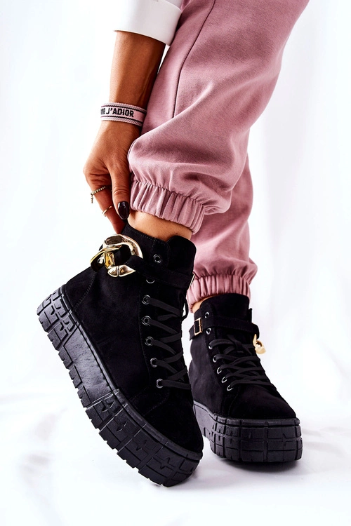 Wysokie Trampki Na Platformie Czarne Evenia