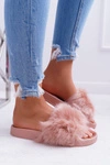 Klapki Damskie Z Futerkiem Pudrowy Róż Fur