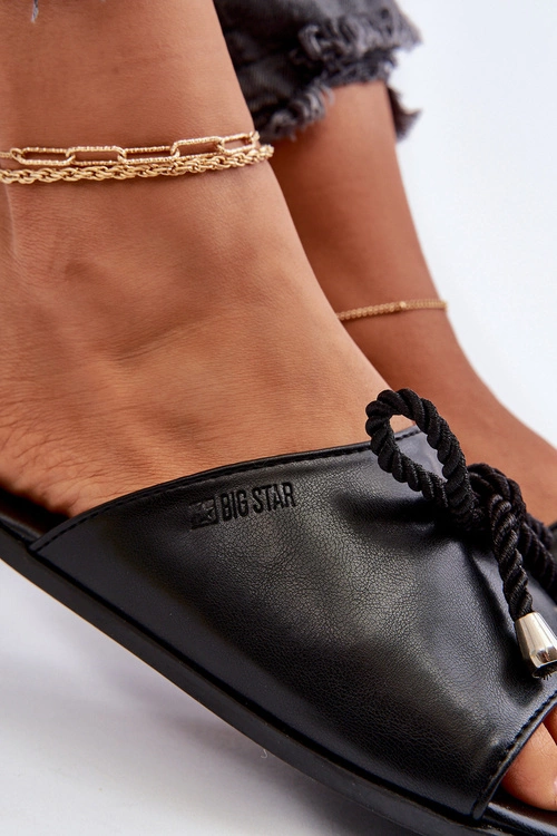 Klapki Damskie Eko Skórzane Big Star NN274066 Czarne