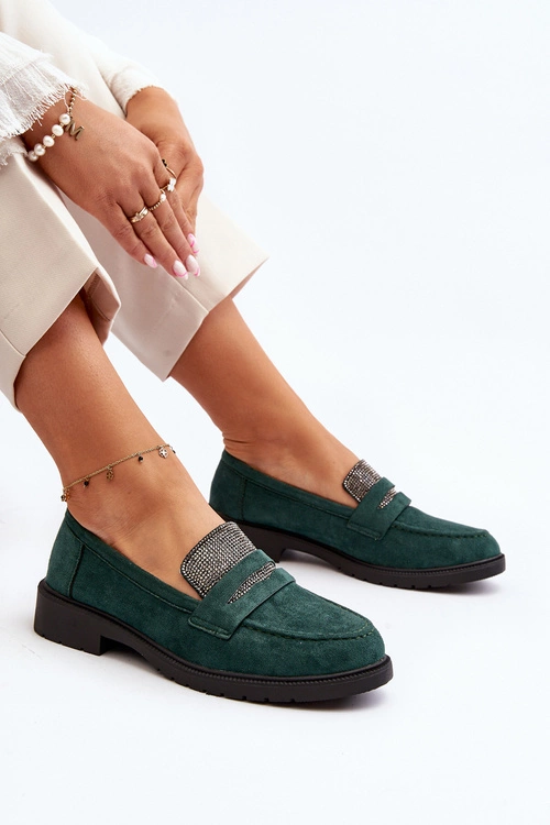 Damskie Zdobione Mokasyny Ciemnozielone Dananei