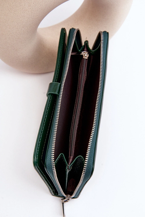 Damski Lakierowany Portfel Na Magnes Ciemnozielony Bielia