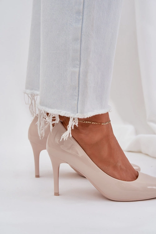 Szpilki Lakierowane Ze Szpiczastymi Noskami Beżowe Laniffia