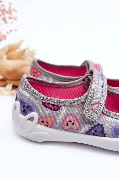 Dziecięce Papcie Baleriny Befado Serca 114X516 Szare