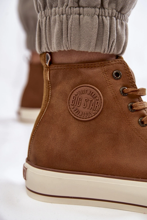 Damskie Wysokie Ocieplane Trampki Big Star KK274171 Brązowe