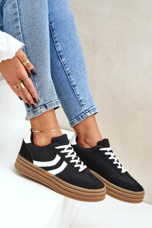 Stylowe Sneakersy Na Platformie Czarne Doriwa