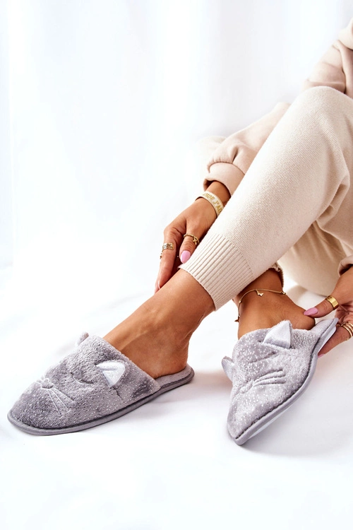 Papcie Błyszczące Kotki Z Uszami Szare Kaisy