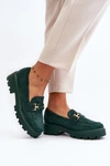 Mokasyny Damskie Z Ozdobą Ciemnozielone Omavia