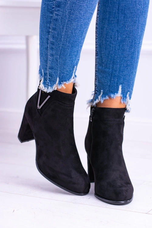 Sergio Leone Czarne Botki Na Słupku Zamsz Valentia