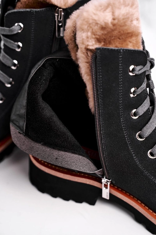 Damskie Botki Trapery Zamszowe Big Star Szare GG274903