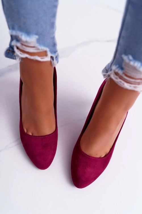 Czółenka damskie Na Słupku Zamsz Ciemna Fuksja Sergio Leone Campbell