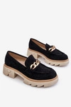 Damskie Półbuty Mokasyny Z Łańcuchem Czarne Luella