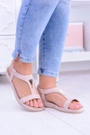 Damskie Różowe Sandały z Elastyczną Gumką Riben