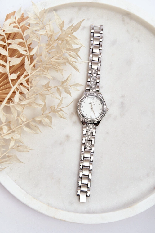 Stalowy Masywny Zegarek Z Cyrkoniami Giorgio & Dario Srebrny