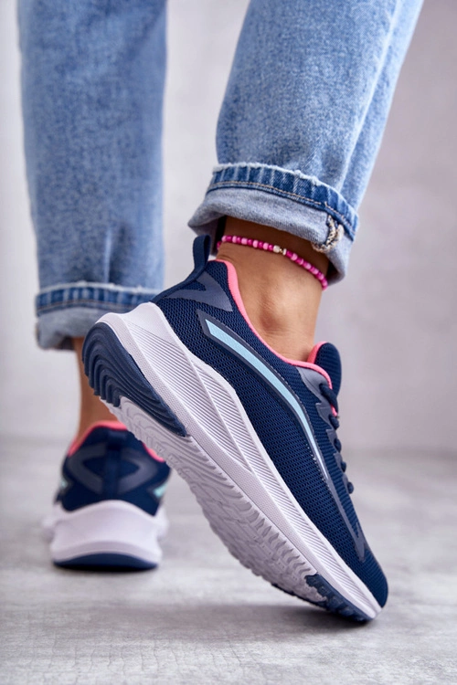 Damskie Modne Buty Sportowe Sneakersy Granatowe Ida