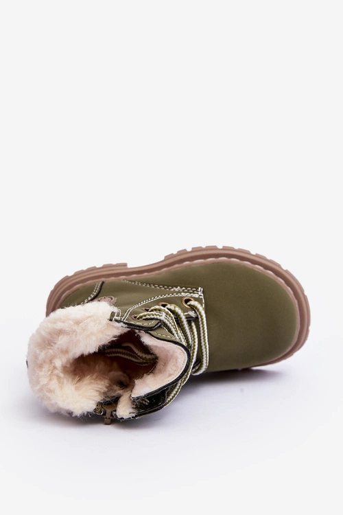 Dziecięce Trapery Botki Na Suwak z Kożuszkiem Zilelone Marialee
