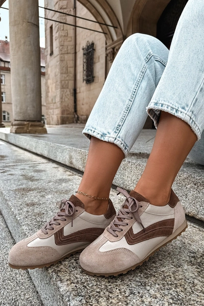 Skórzane Zamszowe Sneakersy Barefoot Damskie Zazoo N1400 Beżowe