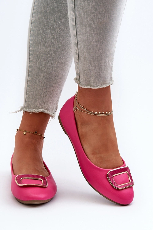 Baleriny Z Ozdobą Eko Skórzane Fuksja Enicoria